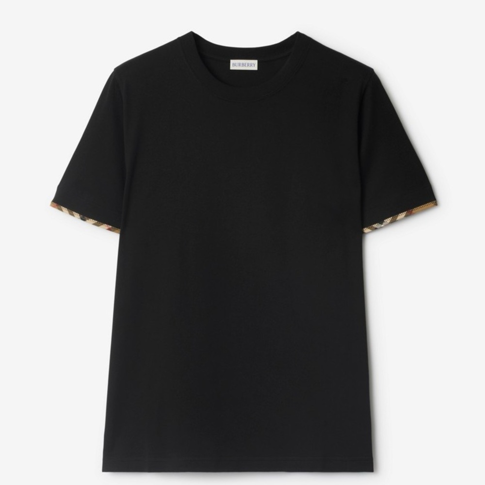 Burberry Black Tee with Iconic Trim